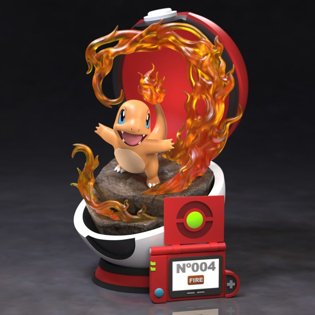 Figurine Salamèche (Charmander) à Peindre Et Monter – Impression 3D Résine 137mm